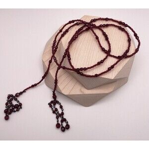 Simple Elegant Red Glass Bead Open Ended Lariat Necklace Women’s Fashion